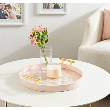 Kate and Laurel Caspen Tray - Elegant Round Serving Tray