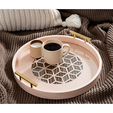 Kate and Laurel Caspen Tray - Elegant Round Serving Tray