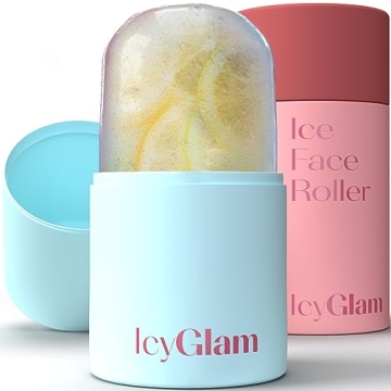 IcyGlam Ice Face Roller, Ice Roller For Face & Eye Puffiness Relief, Contour and Enhance Skin Care & Glow, Ice Facial Roller Mold Cube, Reusable & Leakproof (Frosty Blue)
