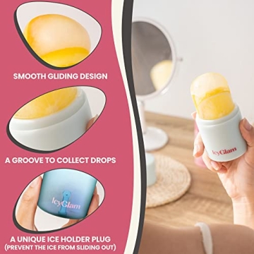IcyGlam Ice Face Roller, Ice Roller For Face & Eye Puffiness Relief, Contour and Enhance Skin Care & Glow, Ice Facial Roller Mold Cube, Reusable & Leakproof (Frosty Blue)