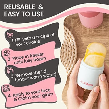 IcyGlam Ice Face Roller, Ice Roller For Face & Eye Puffiness Relief, Contour and Enhance Skin Care & Glow, Ice Facial Roller Mold Cube, Reusable & Leakproof (Frosty Blue)