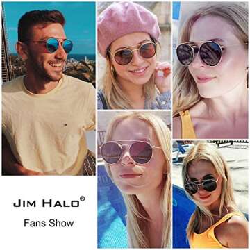 JIM HALO Women's Polarized Round Sunglasses Stylish and Affordable