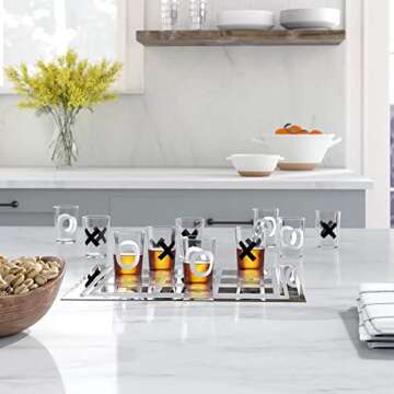 Kovot Tic Tac Toe Shot Glass Set – 10 Full-Sized Shot Glasses 1.7oz Included – Adult Drinking Ga...