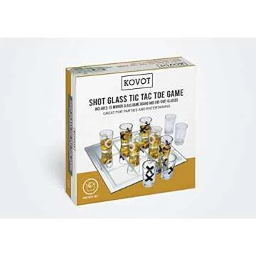 Kovot Tic Tac Toe Shot Glass Set – 10 Full-Sized Shot Glasses 1.7oz Included – Adult Drinking Game – Fun Shot Glasses – Unlimited Drinking Entertainment – Party Night Fun Choice
