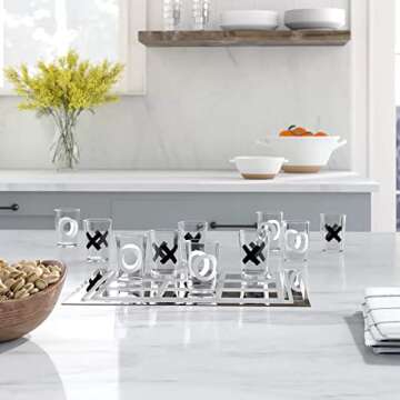 Kovot Tic Tac Toe Shot Glass Set – 10 Full-Sized Shot Glasses 1.7oz Included – Adult Drinking Game – Fun Shot Glasses – Unlimited Drinking Entertainment – Party Night Fun Choice