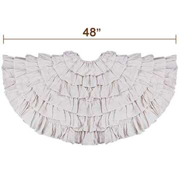 yuboo White Ruffle Christmas Tree Skirt, 48 inches 6-Layer Rustic Xmas Tree Holiday Decorations
