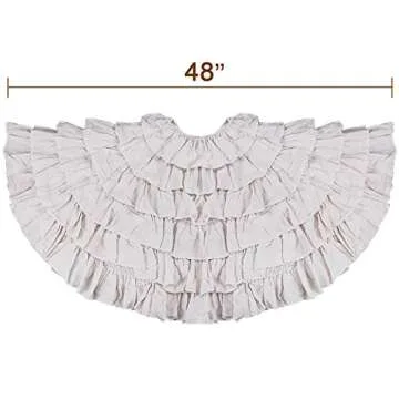 yuboo White Ruffle Christmas Tree Skirt, 48 inches 6-Layer Rustic Xmas Tree Holiday Decorations