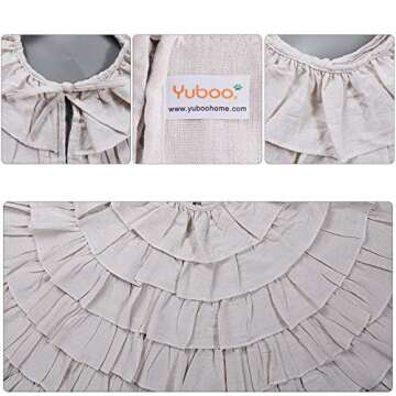 yuboo White Ruffle Christmas Tree Skirt, 48 inches 6-Layer Rustic Xmas Tree Holiday Decorations