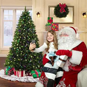 yuboo White Ruffle Christmas Tree Skirt, 48 inches 6-Layer Rustic Xmas Tree Holiday Decorations