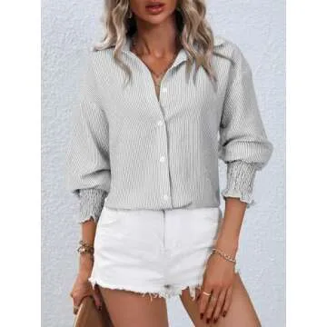 Black and White Striped Shirt Women Oversized Boyfriends Blouse Loose fitting Tunic for Leggings Dre...