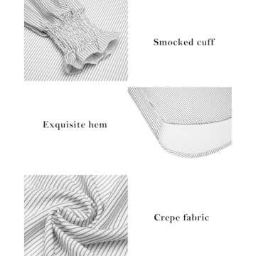 Black and White Striped Shirt Women Oversized Boyfriends Blouse Loose fitting Tunic for Leggings Dressy Casual Collar Shirt Button Up High Low Hem Tops Puff Long Sleeve Y2k Business Casual Fall Clothe