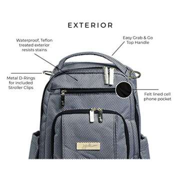 JuJuBe Be Right Back Unisex Travel Backpack, Diaper Bag with Memory Foam Changing Pad, Be Fashionably Organized Anywhere