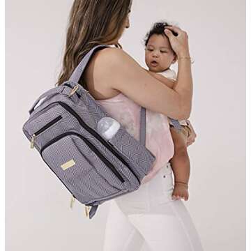 JuJuBe Be Right Back Unisex Travel Backpack, Diaper Bag with Memory Foam Changing Pad, Be Fashionably Organized Anywhere