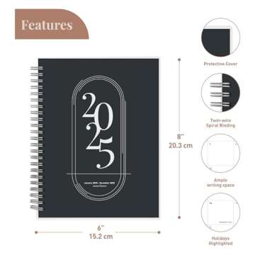 Rileys 2025 Weekly Planner - Annual Weekly & Monthly Agenda Planner, Jan - Dec 2025, Flexible Cover,...