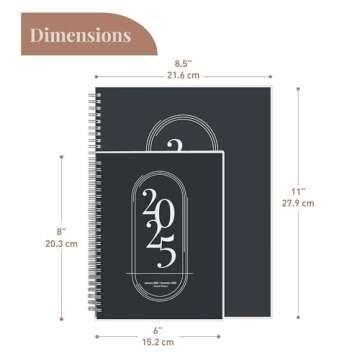 Rileys 2025 Weekly Planner - Annual Weekly & Monthly Agenda Planner, Jan - Dec 2025, Flexible Cover, Notes Pages, Twin-Wire Binding (8 x 6-Inches, Black)