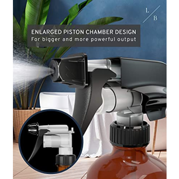 LiBa Amber Glass Spray Bottles 2 Pack, 16 oz Refillable Empty Spray Bottle for Cleaning, Essential Oils, Hair, Plants, Adjustable Nozzle for Squirt and Mist, Bleach/Vinegar/Rubbing Alcohol Safe