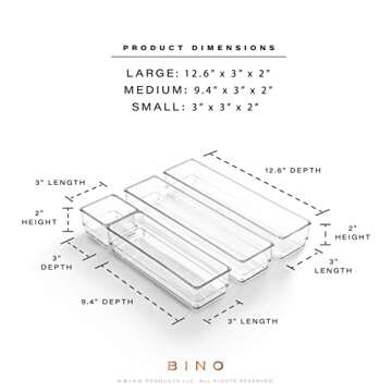 BINO 4-Piece Drawer Organizer Bin Set | THE MODULAR | Bathroom Drawer Organizer Trays | Vanity Drawe...