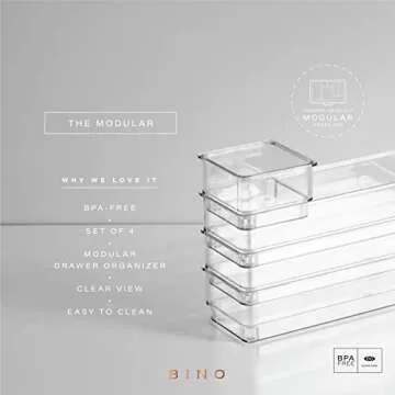 BINO 4-Piece Drawer Organizer Set for All Needs