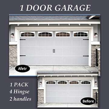 Skysen Magnetic Garage Door Decorative Faux Hinges Handles Accents Hardware Kit Black