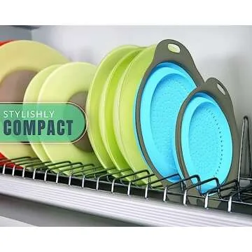 Ultimate Kitchen Strainers Set of 2 - Collapsible Silicone Colanders For Easy Storage by Comfify - Use with Pasta & Veggies or as a Fruit or Berry Bowl with Strainer - Irreplaceable for Campers - Blue