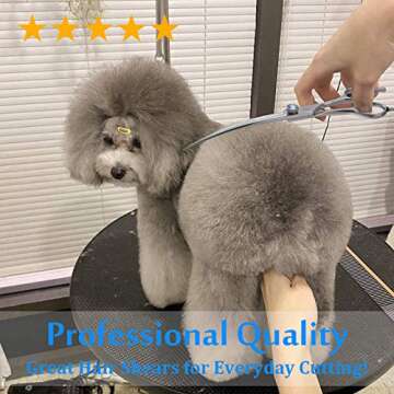 JASON 7" Curved Dog Grooming Scissors, Ergonomic Pets Cats Trimming Shears with Offset Handle and a Jewelled Screw for Right Handed Groomers, Sharp, Comfortable