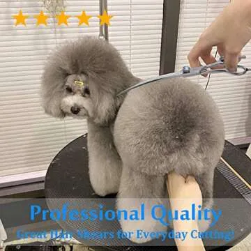 JASON 7" Curved Dog Grooming Scissors, Ergonomic Pets Cats Trimming Shears with Offset Handle and a Jewelled Screw for Right Handed Groomers, Sharp, Comfortable