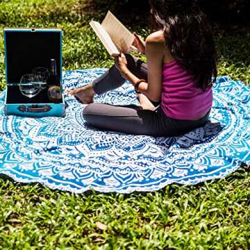 Folkulture Set of 2 Ombre Mandala Round Tapestry Hippie Indian Mandala Roundie Picnic Table Cover Hi...