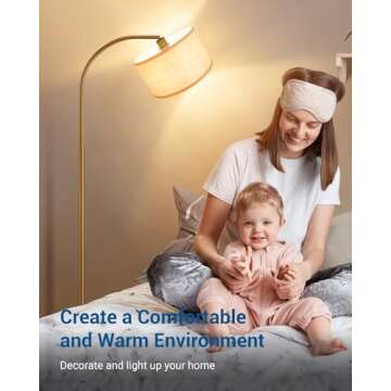 DEWENWILS Gold Arched Floor Lamps for Living Room, Boho Standing Arc Lamp with Adjustable Lampshade,...