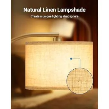 DEWENWILS Gold Arched Floor Lamps for Living Room, Boho Standing Arc Lamp with Adjustable Lampshade, Mid Century Modern Reading Light with Foot Switch for Bedroom, Home Office, Nursery