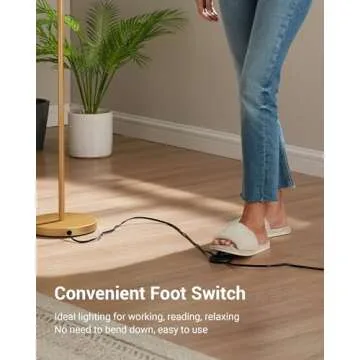 DEWENWILS Gold Arched Floor Lamps for Living Room, Boho Standing Arc Lamp with Adjustable Lampshade, Mid Century Modern Reading Light with Foot Switch for Bedroom, Home Office, Nursery