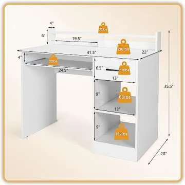 GOFLAME White Computer Desk for Home Office and Study