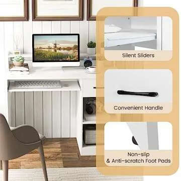 GOFLAME White Computer Desk for Home Office and Study