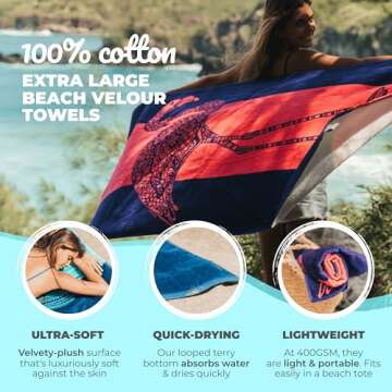 Extra Large Nova Blue Flamingo Beach Towel – Soft & Absorbent for Fun Summer Adventures