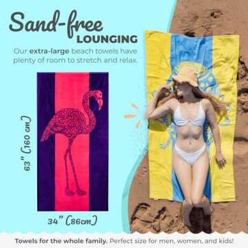 Nova Blue Flamingo Beach Towel - Extra Large & Fun Design