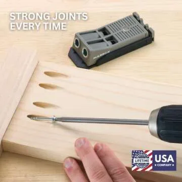 Massca Twin Pocket Hole Jig Set Box – Adjustable & Easy to Use Joinery Woodworking Tool w/Drill Bit, Hex Key, Screws, Square Driver & Stop Collar – For DIY Carpentry Projects