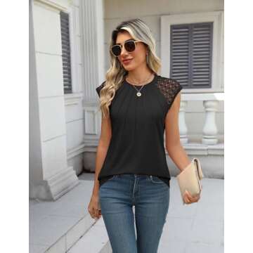 Zeagoo Women's Tank Tops - Lace Cap Sleeve Elegant Blouse Dressy Casual