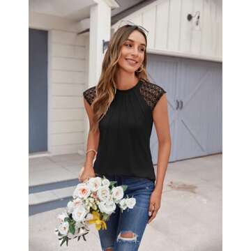 Zeagoo Women's Elegant Sleeveless Lace Cap Top