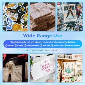 Sticker Display Stand For Vendors, 4 Tier Wooden Small Card Display Rack, 16 Shelf Portable Retail Vendor Display Stand, Sticker Rack Display, Tabletop Display Stand For Vendor Events, Tradeshows