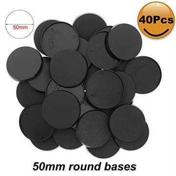 Evemodel MB750 40pcs Round Plastic Model Bases 50mm or 1.96inch for Gaming Miniatures or Wargames Table Games