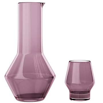 Elegant Plum Carafe & Tumbler Set by American Atelier | 43-Oz Pitcher