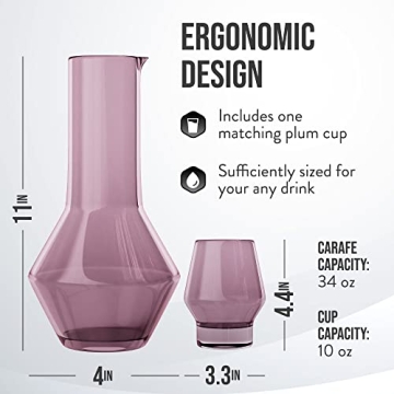 American Atelier Plum Carafe and Tumbler Set 43-Oz Pitcher