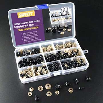 Swpeet 190Pcs Plastic Safety Eyes Set for Dolls & Plush Toys