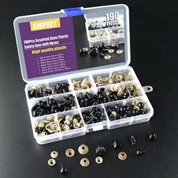 Swpeet 190Pcs Plastic Safety Eyes Set for Dolls & Plush Toys
