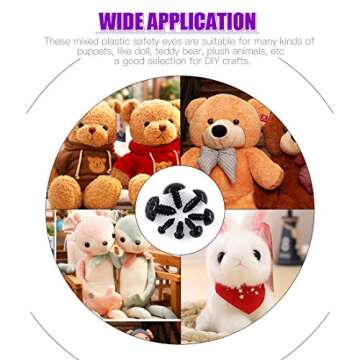 Swpeet 190Pcs Plastic Safety Eyes Set for Dolls & Plush Toys