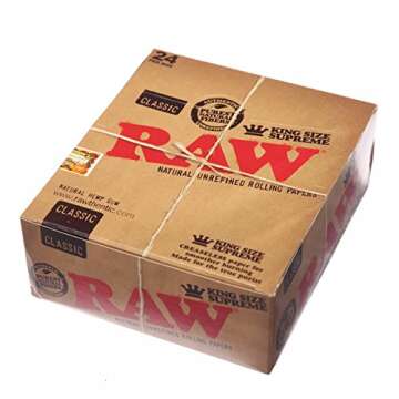 Raw Classic King Size Supreme Rolling Papers Full Box of 24 Packs