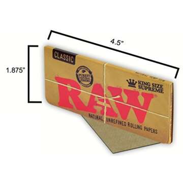 Raw Classic King Size Supreme Rolling Papers Full Box of 24 Packs