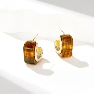 KissYan Vintage Resin Hoop Earrings for Women