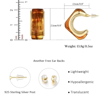 KissYan Vintage Resin Hoop Earrings for Women