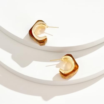 KissYan Vintage Resin Hoop Earrings for Women