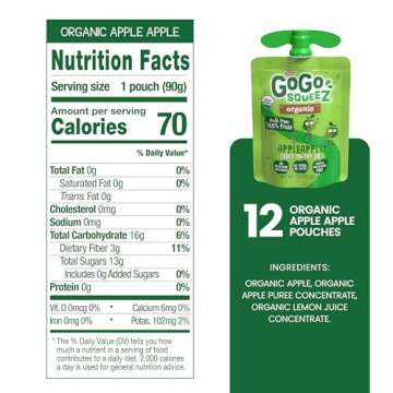 GoGo squeeZ Organic Applesauce, Gluten-Free Snack Pouches